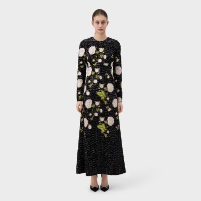 Passion Peonies Embroidered Sequins Dress