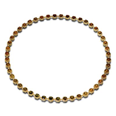 Gold Byzantine Necklace w. Tourmalines & Diamonds