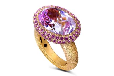 Gold Cocktail Ring with Kunzite & Pink Sapphires