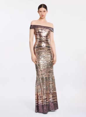 Sequin Embroidered Long Dress (D1014NR26YA053)