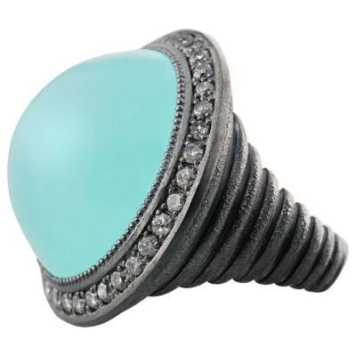 Silver Symbolica Ring With Chalcedony & Diamonds