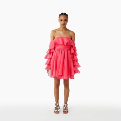 Short Dress In Pink Silk