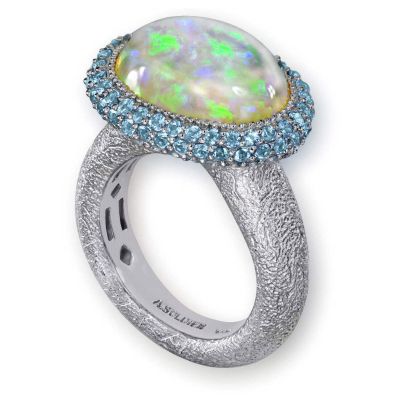 Gold Cocktail Ring with Opal & Blue Topaz