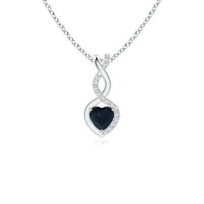 Sapphire Infinity Heart Pendant with Diamonds