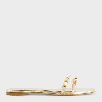 Flat Golden Mules With Bows