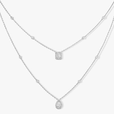 My Twin 2 Rows White Gold Diamond Necklace
