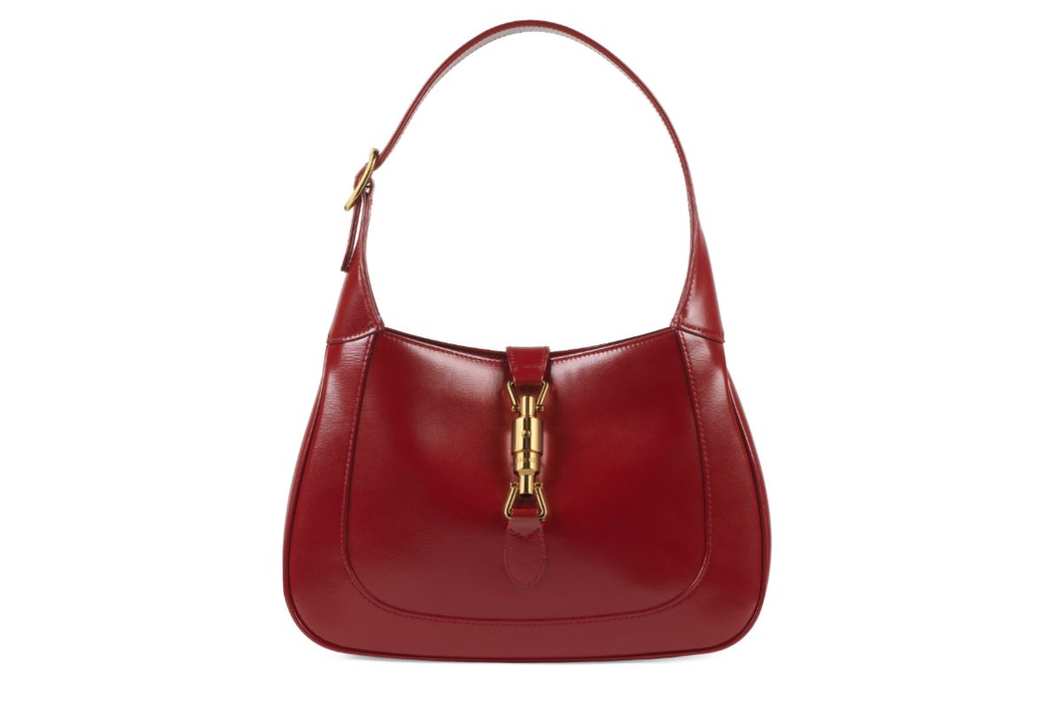 Jackie 1961 small natural grain bag in red leather