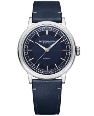 Millesime Men's Automatic Blue Leather Strap Watch