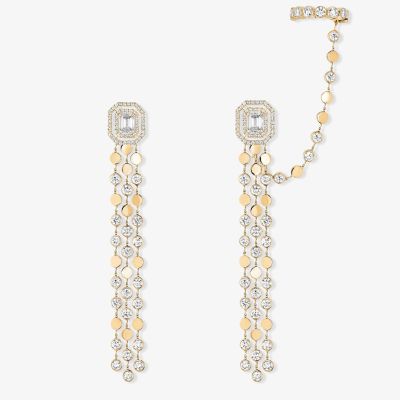 D-Vibes Multi-Row Yellow Gold Diamond Earrings