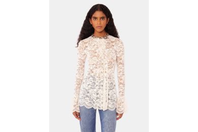 Cream Pleated Lace Top