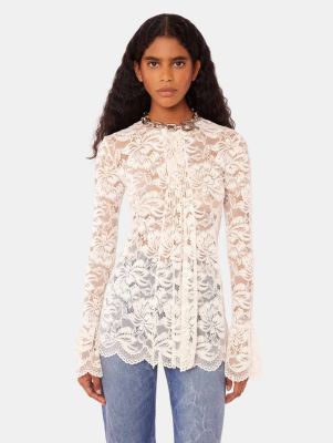 Cream Pleated Lace Top