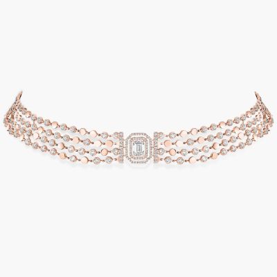 D-Vibes Multi-Row Pink Gold Diamond Necklace