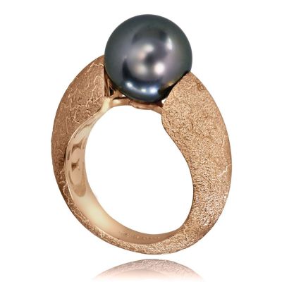 Gold Ring With Tahitian Grey Pearl