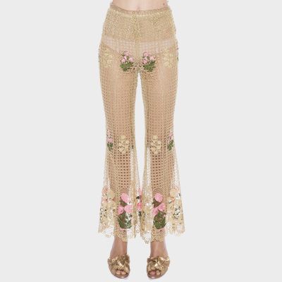 Macrame Trousers Floral Embroidery
