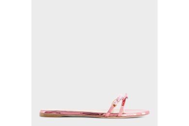 Flat Pink Mules With Bows
