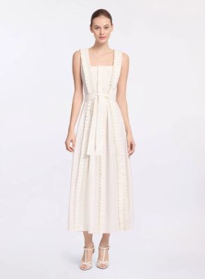 Pleated Ruffle Midi Dress