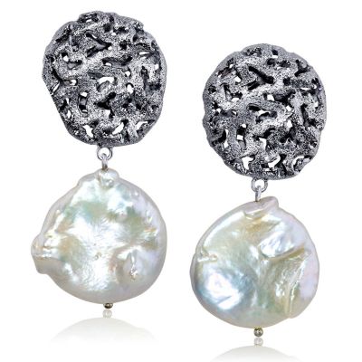 Silver Pearl Moneta Clip-on Earrings