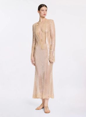 Sequined Mesh Midi Dress