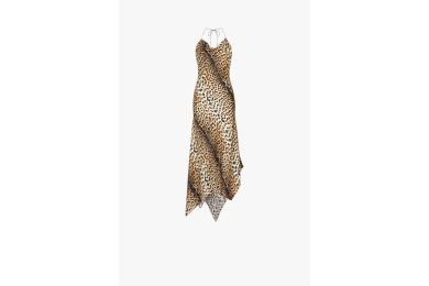 Jaguar-Print Halterneck Silk Dress