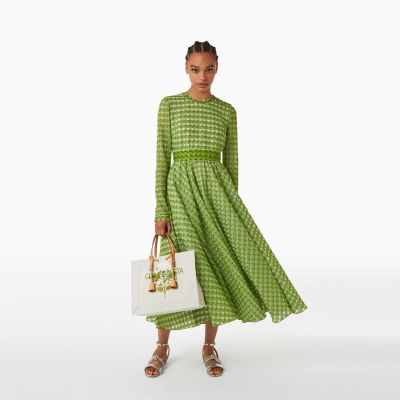 Green Dress In Macramé And Tulle