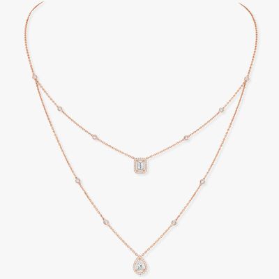 My Twin 2-Row 0,40 ct x 2 Pink Gold Necklace