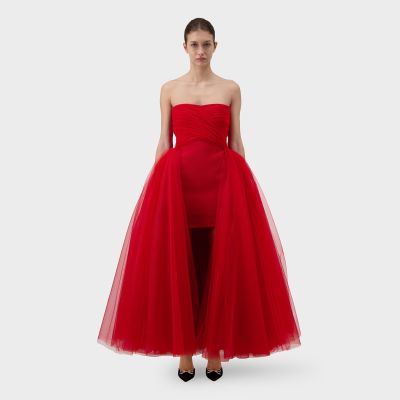 Voluminous Red Dress With Tulle