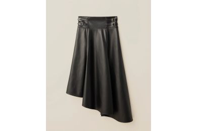 Black Faux Leather Harness Skirt