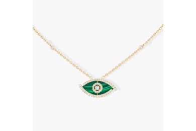 Lucky Eye Malachite Yellow Gold Diamond Necklace