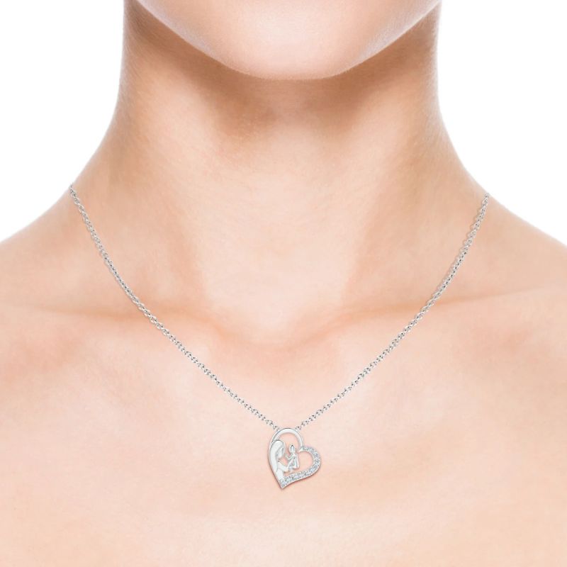 Angara: Diamond Heart Mother & Baby Pendant - Luxferity