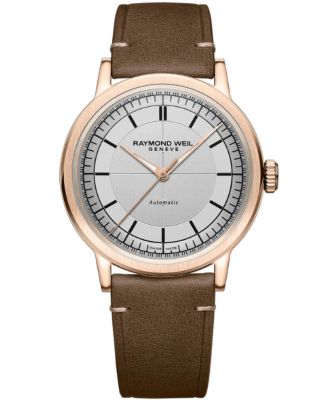 Millesime Automatic Brown Leather Strap Watch