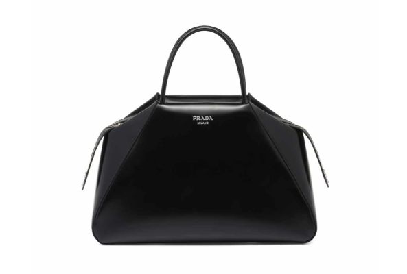 Black Small Brushed Leather Tote