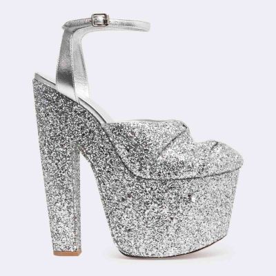 Silver Glitter Platform Shoes
