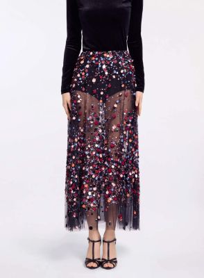 Bead Embroidered Multicolor Skirt