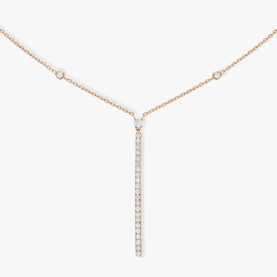 Gatsby Vertical Bar Pink Gold Diamond Necklace