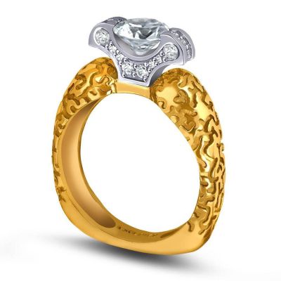 Lily Diamond Gala Texture Engagement Ring (Yellow)