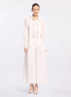 Monogram Embroidered Cotton Skirt