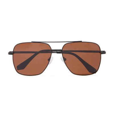 Harry Aviator Sunglasses (Black Matt / Brown)