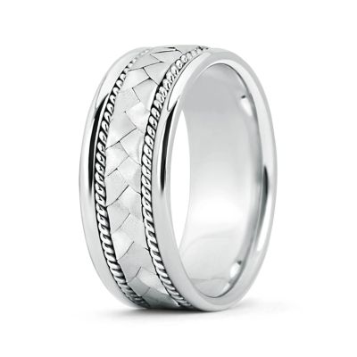 Hand Braided Twisted Rope Men's Wedding Band