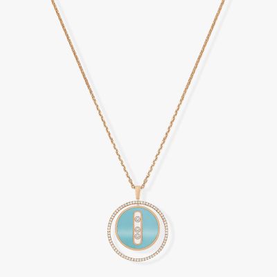 Turquoise Lucky Move MM Pink Gold Diamond Necklace
