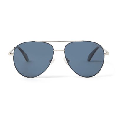James Aviator Sunglasses (Silver & Blue / Blue)