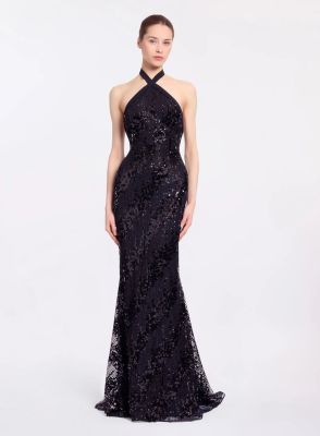 Sequins Halter Long Dress