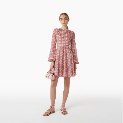 Pink Dress With Long Sleeves Treillage
