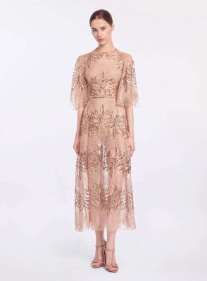 Sequin Embroidered Midi Dress