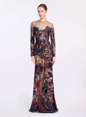 Floral Embroidered Sequin Dress