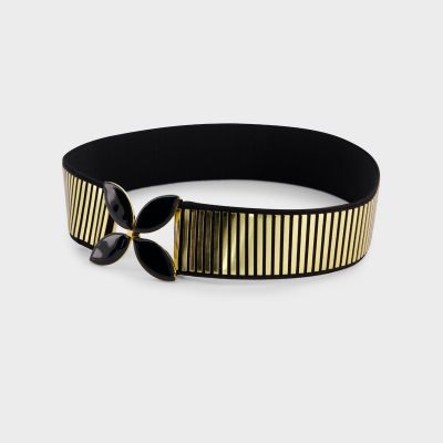 Black And Gold Elastic Belt