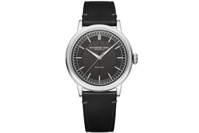 Millesime Automatic Black Leather Strap Watch