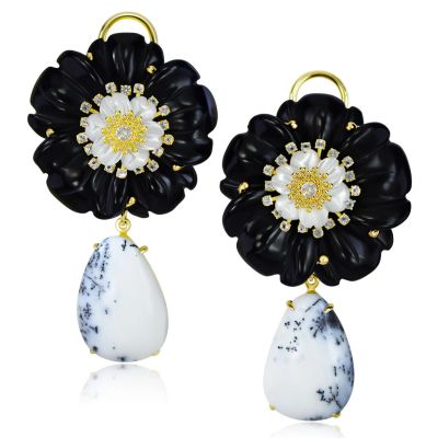 Blossom Convertible Earrings with Onyx & Agate