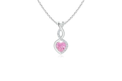 Pink Sapphire Infinity Heart Pendant with Diamonds
