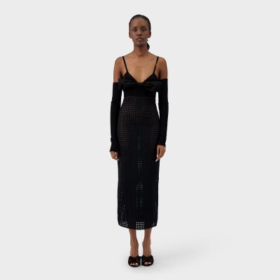 Black Macrame Midi Dress