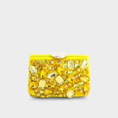 Yellow Satin Clutch Bag